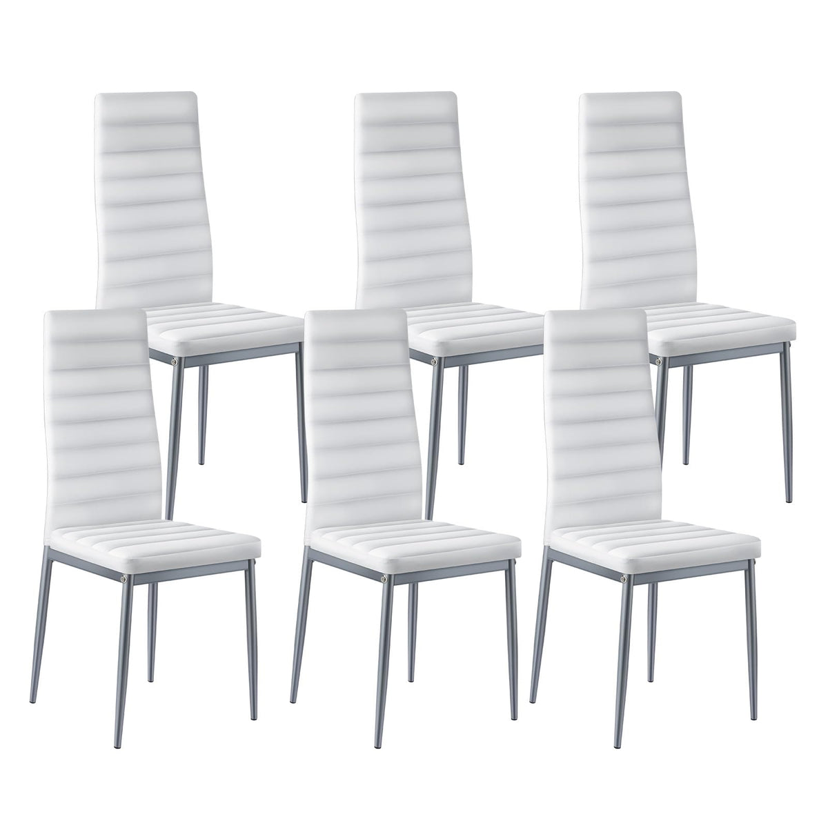 VEVOR Modern Dining Room Accent Chairs Set of 4, Upholstered Leather Side Chair for Living Room, Space-Saving Kitchen Chair with Thick Cushions and Metal Legs, Black