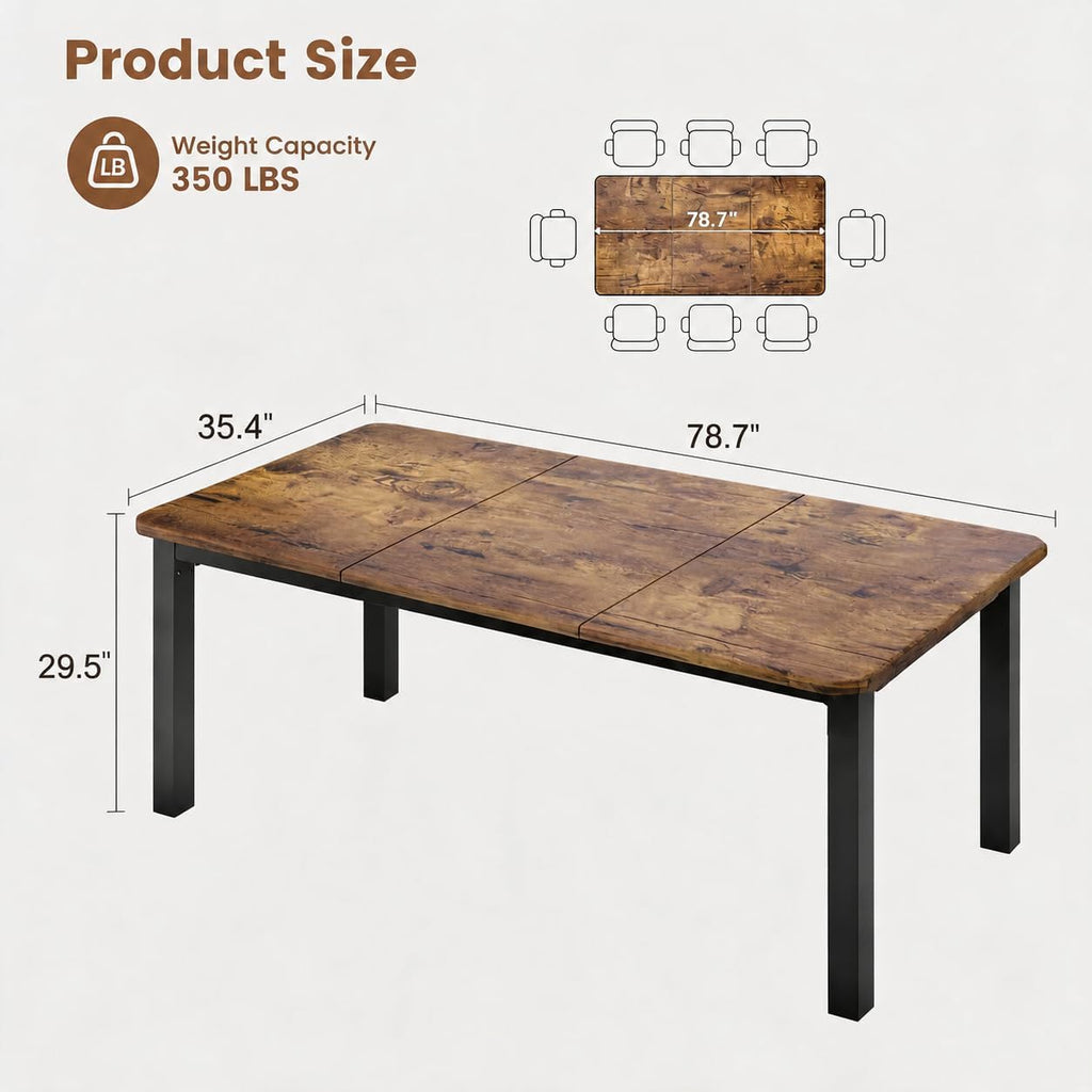 Garvee 78.7″ Dining Table for 8-10 People, Large Kitchen Table (Only Table)