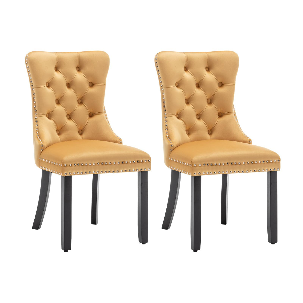 Velvet Dining Chairs, Tufted Kitchen & Dining Room Chairs, Beige, Set of 4