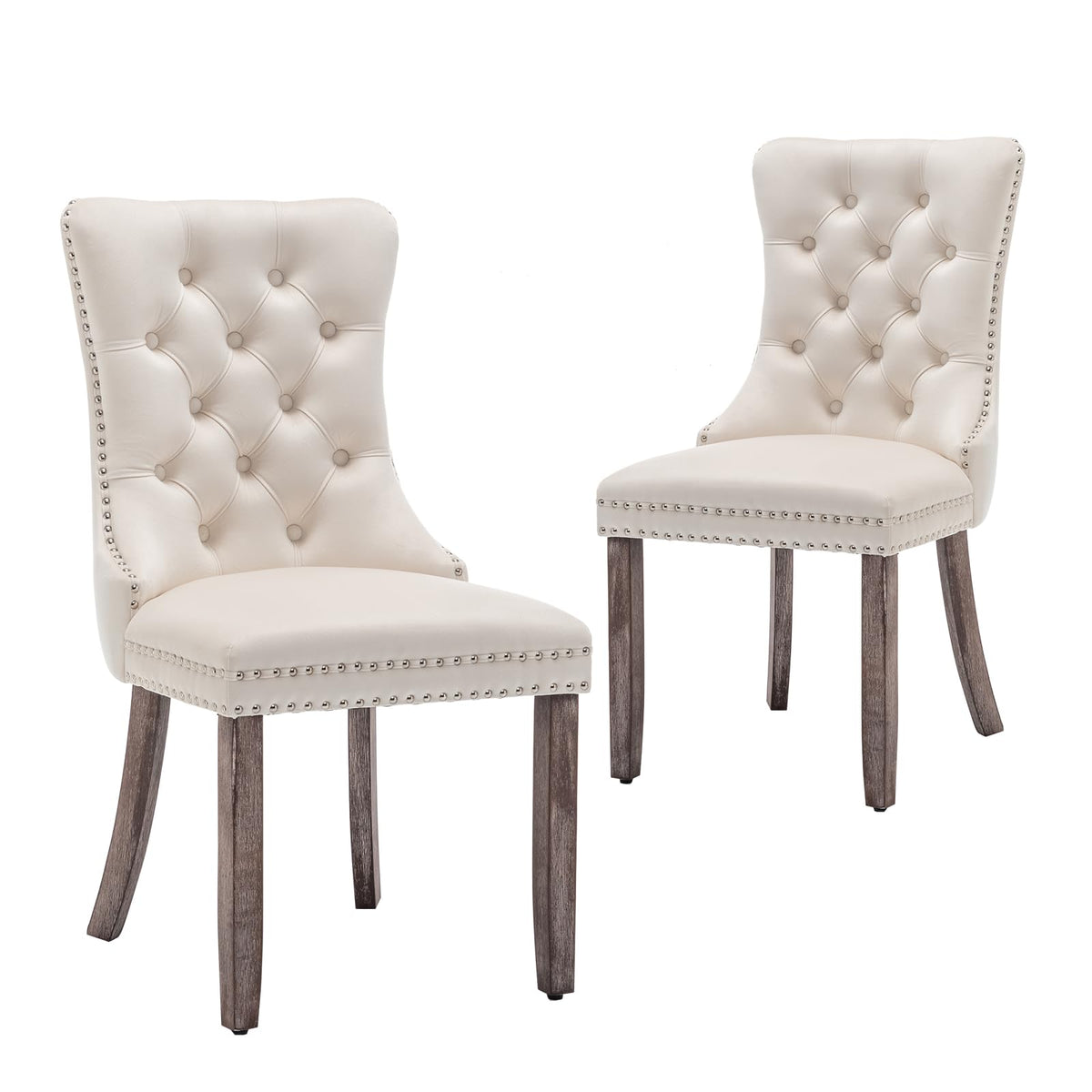 Hixkol Velvet Dining Chairs Set of 4,Upholstered Dining Chairs with Ring Pull Trim and Button Back,Modern Seating for Kitchen, Bedroom & Living Room(Grey)