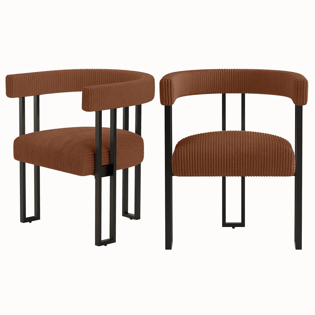 VIRRMO Boucle Dining Chair Set of 4 Corduroy Upholstered Dining Room Chairs Kitchen Chairs with Metal Legs Mid Century Modern Chair for Dining Room, Kitchen (Cream, 4)