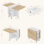 Jocoevol Space Saving Folding Dining Table for 4, Foldable Dining Table with Drawer and Storage Shelf, 6 Wheels Drop Leaf Kitchen Dining Room Table for Small Space (Natural, 47.2" x 23.6" x 29.9")