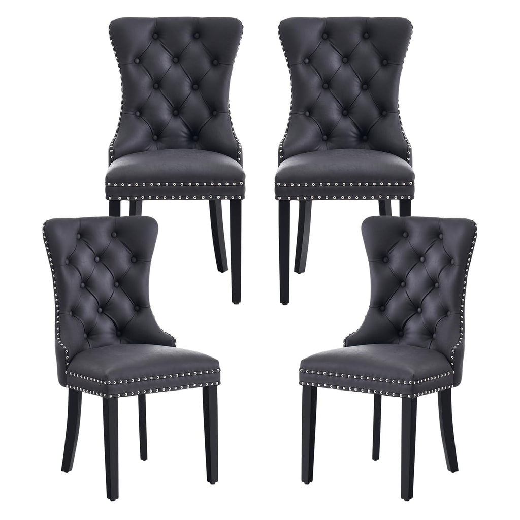 Velvet Dining Chairs, Tufted Kitchen & Dining Room Chairs, Beige, Set of 4