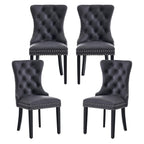 Velvet Dining Chairs, Tufted Kitchen & Dining Room Chairs, Beige, Set of 4