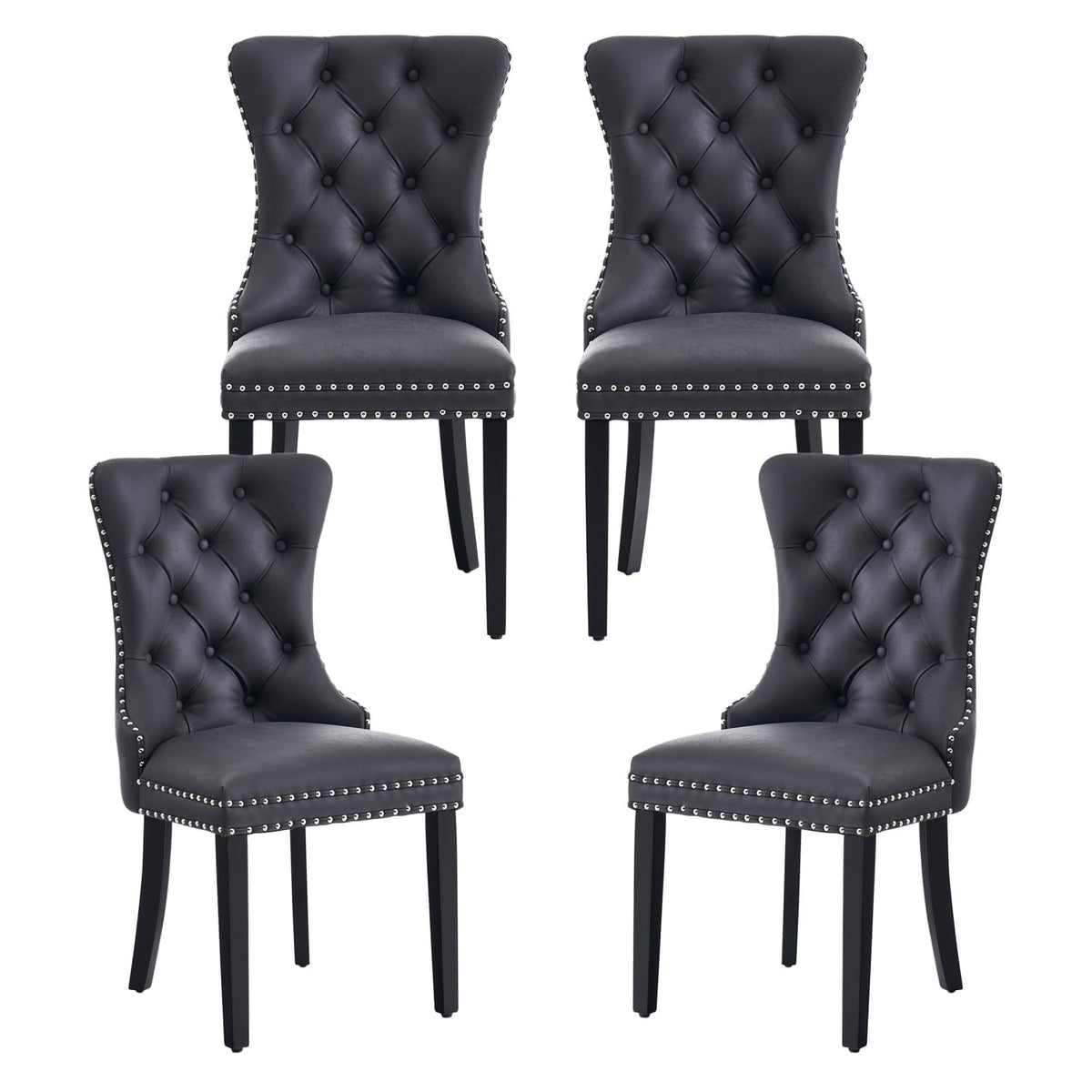 Velvet Dining Chairs, Tufted Kitchen & Dining Room Chairs, Beige, Set of 4