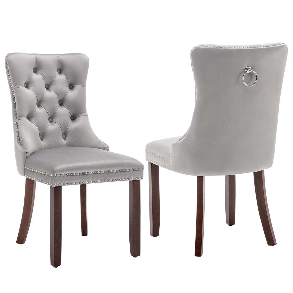 Velvet Dining Chairs, Tufted Kitchen & Dining Room Chairs, Beige, Set of 4