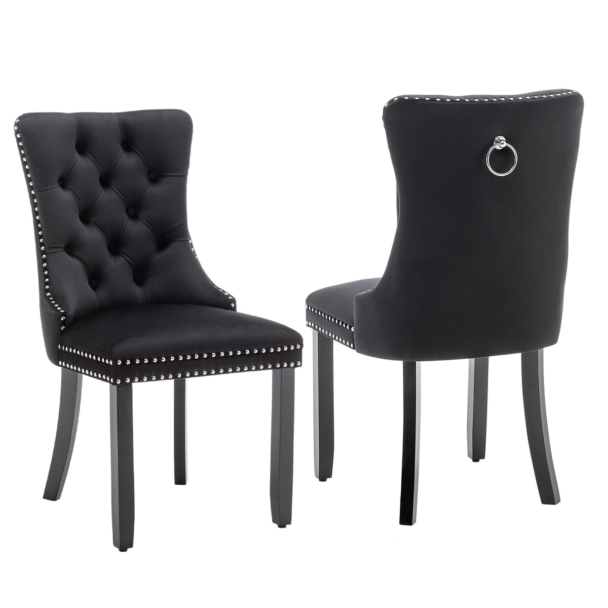 Velvet Dining Chairs, Tufted Kitchen & Dining Room Chairs, Beige, Set of 4