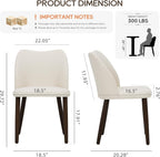 COLAMY Upholstered Dining Chairs Set of 4, Modern Kitchen & Dining Room Chairs with Curved Back, Fabric Padded Seat and Solid Wood Legs, Side Chairs for Restaurant, Cafe & Home, Beige