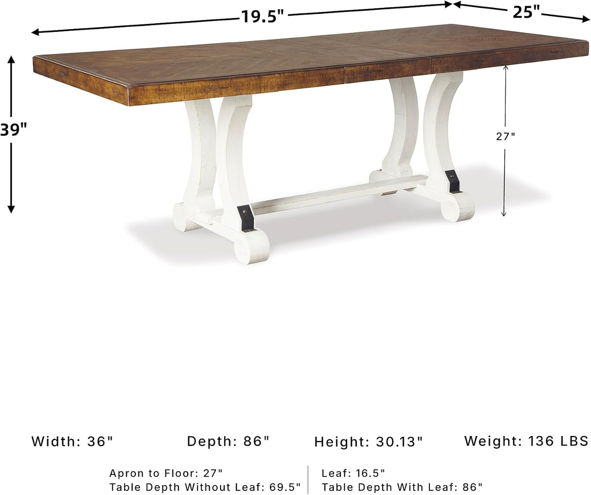 Signature Design by Ashley Valebeck 1-Piece Dining Table, Farmhouse Trestle