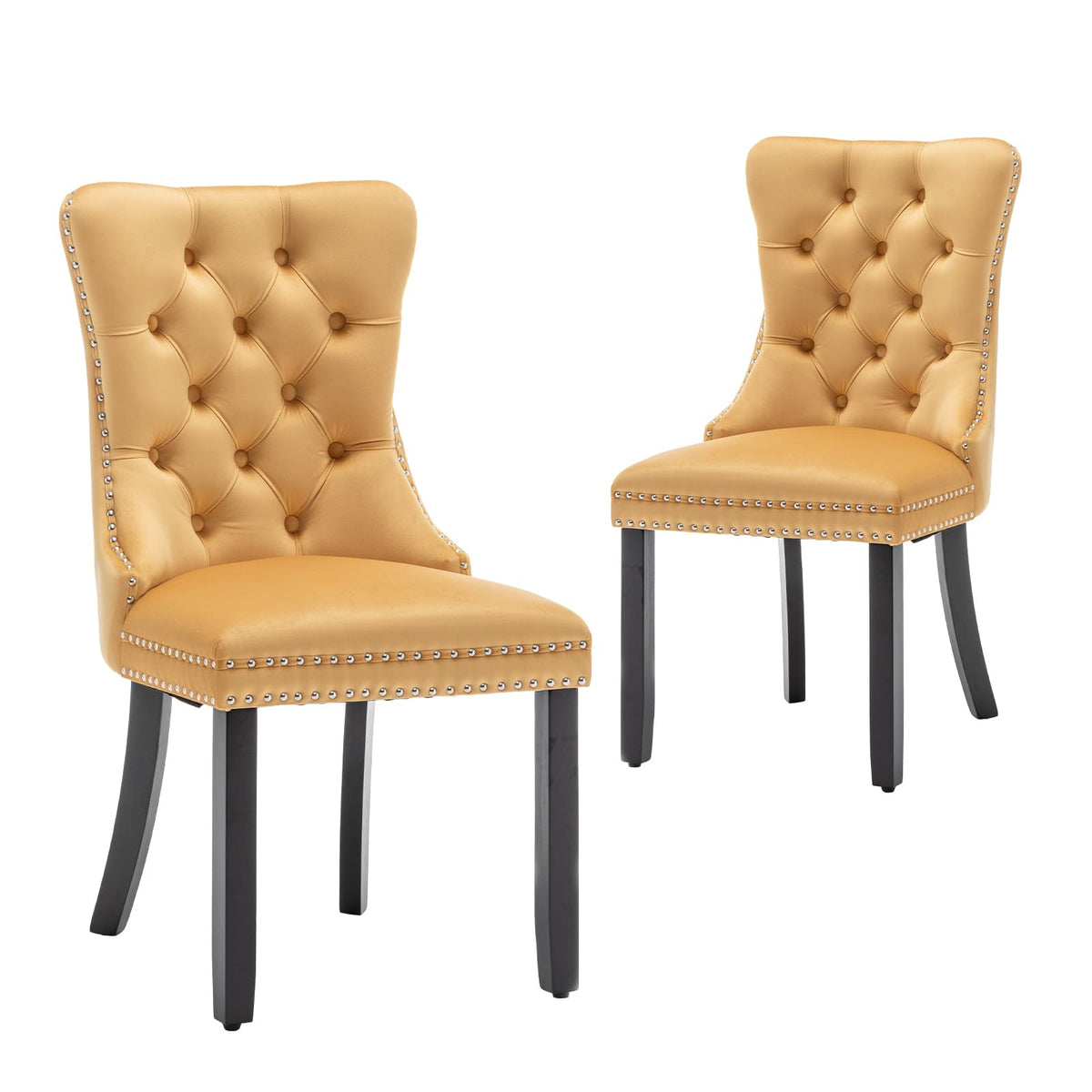 Hixkol Velvet Dining Chairs Set of 4,Upholstered Dining Chairs with Ring Pull Trim and Button Back,Modern Seating for Kitchen, Bedroom & Living Room(Grey)