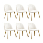 Velvet Dining Chairs Set of 4, Mid-Century Modern Upholstered Kitchen Chair with Metal Gold Legs for Living Room, Dining Room, White