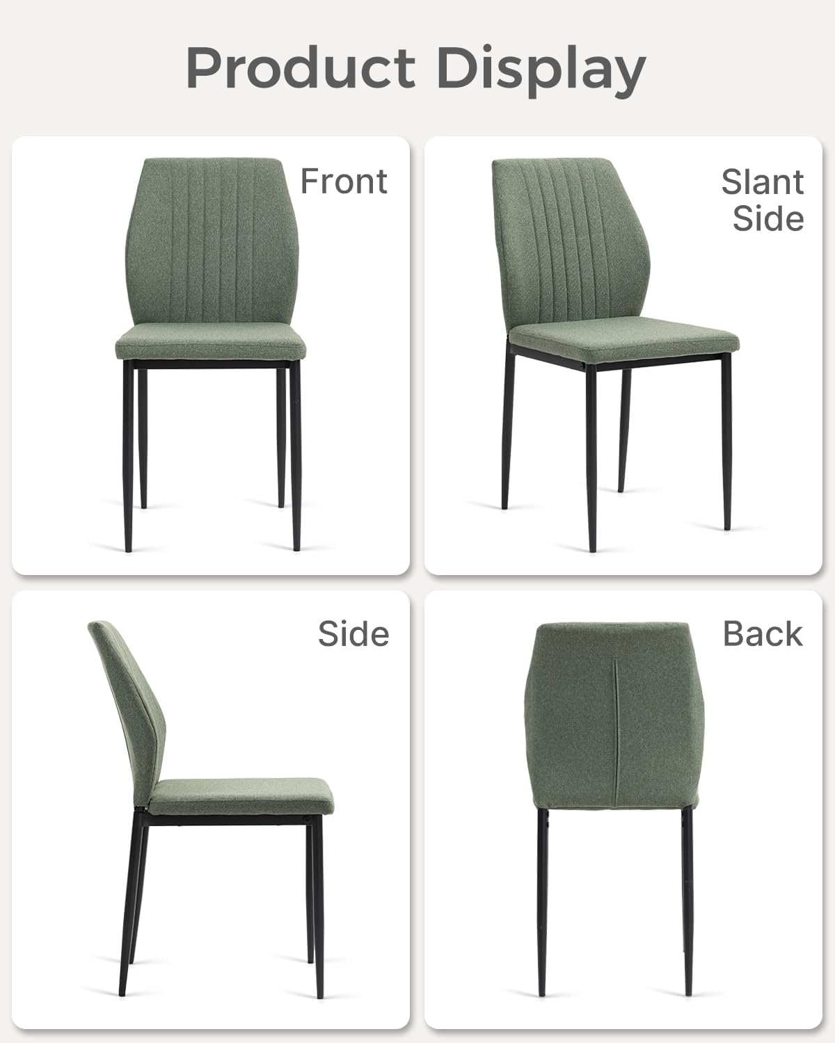 Dining Chairs Set of 4, Upholstered Modern Kitchen Chair, Green