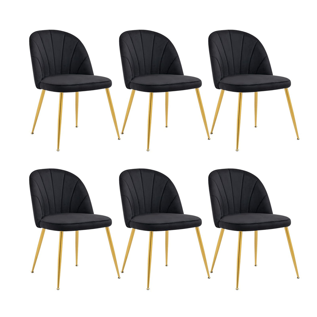 Velvet Dining Chairs Set of 4, Mid-Century Modern Upholstered Kitchen Chair with Metal Gold Legs for Living Room, Dining Room, White