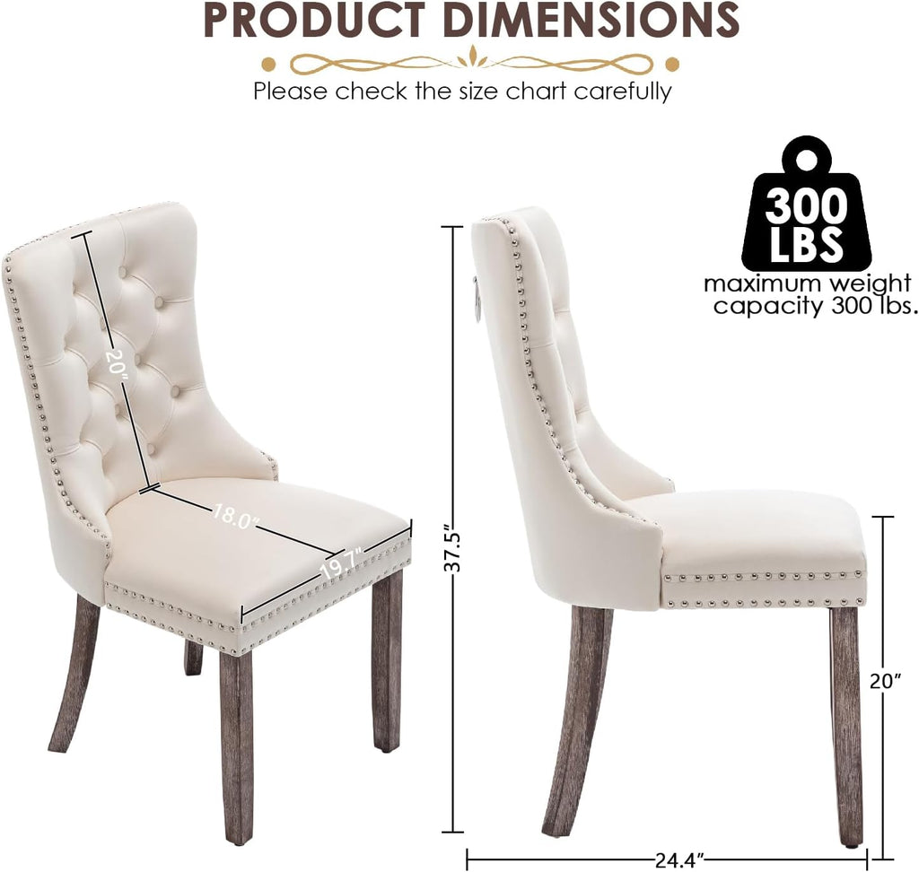 Velvet Dining Chairs, Tufted Kitchen & Dining Room Chairs, Beige, Set of 4