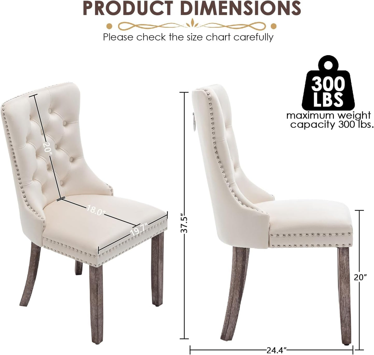 Velvet Dining Chairs, Tufted Kitchen & Dining Room Chairs, Beige, Set of 4