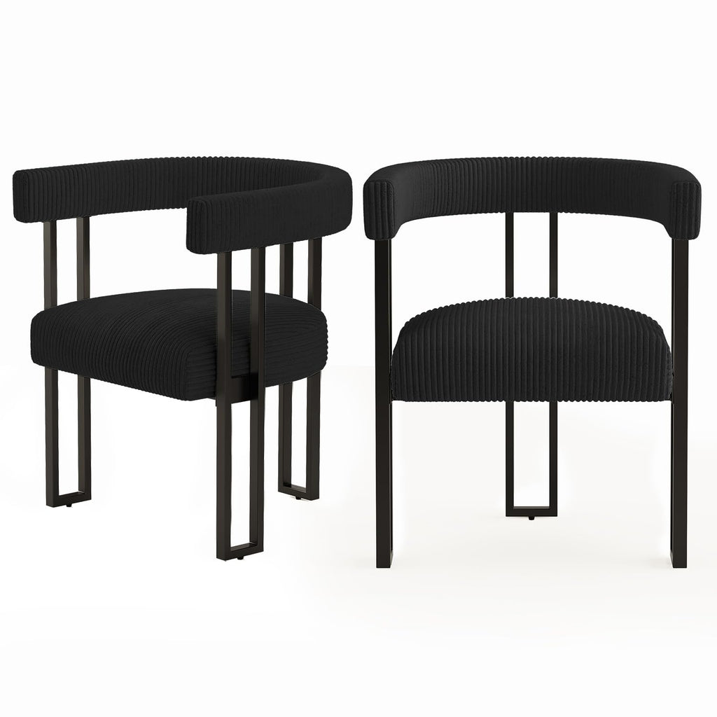 VIRRMO Boucle Dining Chair Set of 4 Corduroy Upholstered Dining Room Chairs Kitchen Chairs with Metal Legs Mid Century Modern Chair for Dining Room, Kitchen (Cream, 4)