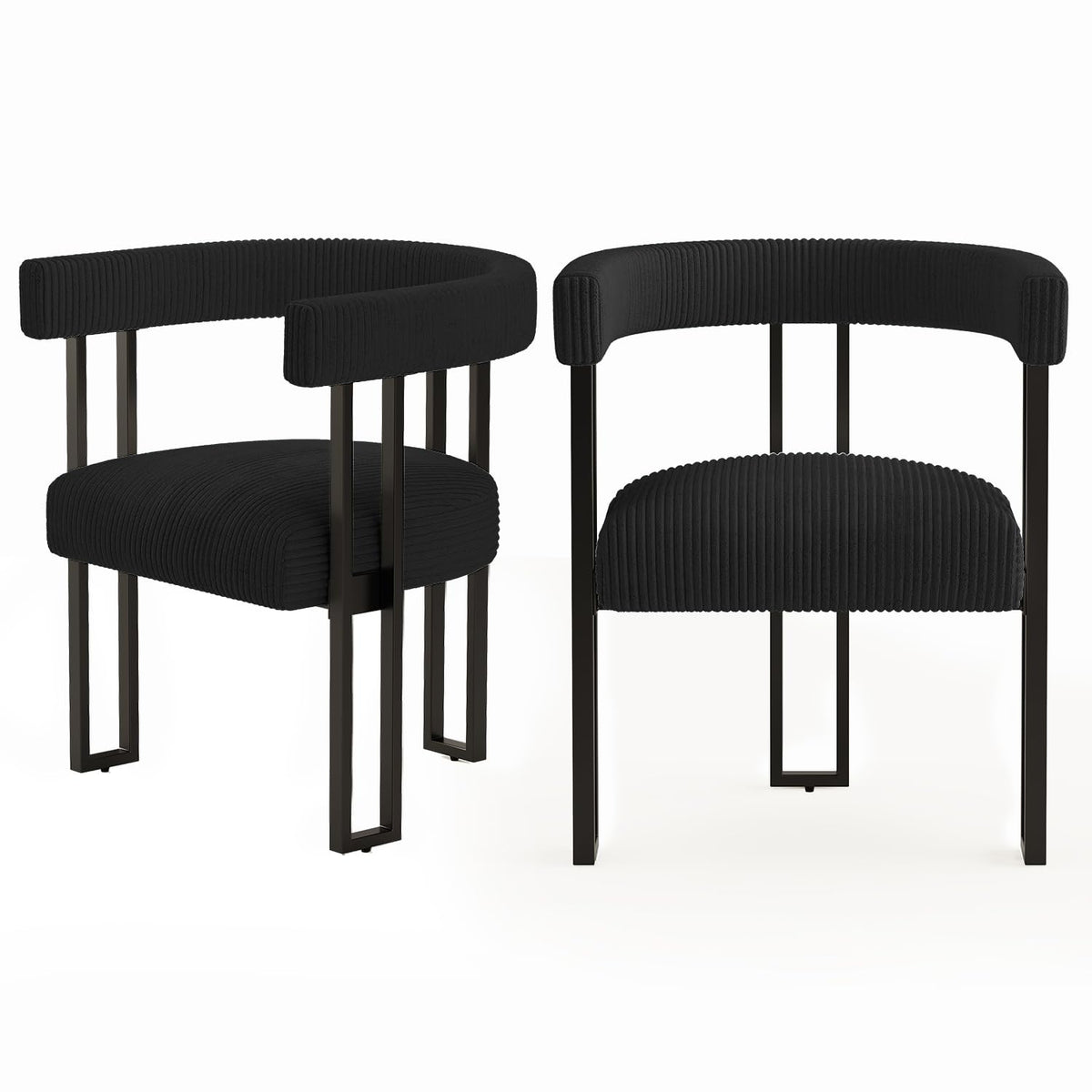 VIRRMO Boucle Dining Chair Set of 4 Corduroy Upholstered Dining Room Chairs Kitchen Chairs with Metal Legs Mid Century Modern Chair for Dining Room, Kitchen (Cream, 4)