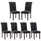 COLAMY Button Tufted Dining Chairs Set of 4, Parsons Upholstered Fabric Dining Room Chairs Kitchen Chairs with Wood Legs and Padded Seat, Taupe
