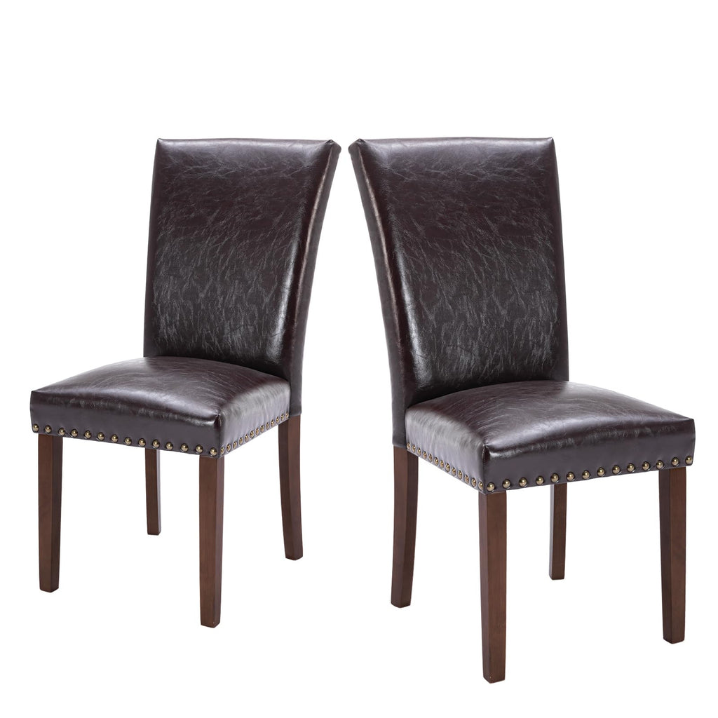 COLAMY Upholstered Parsons Dining Chairs Set of 4, Fabric Dining Room Kitchen Side Chair with Nailhead Trim and Wood Legs - Blue/White Flower