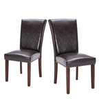 COLAMY Upholstered Parsons Dining Chairs Set of 4, Fabric Dining Room Kitchen Side Chair with Nailhead Trim and Wood Legs - Blue/White Flower