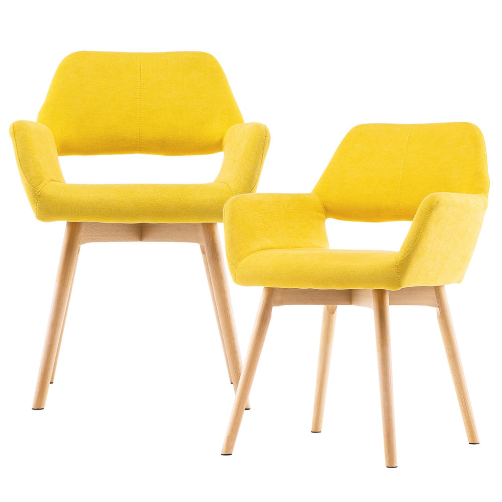 Mid Century Modern Dining Chairs Set of 2 & 4 & 6 Comfy Accent Chair Upholstered Kitchen Dining Living Room Chairs for Bedrooms Waiting Room Home Arm Desk Chair No Wheels (Wool White, 2)