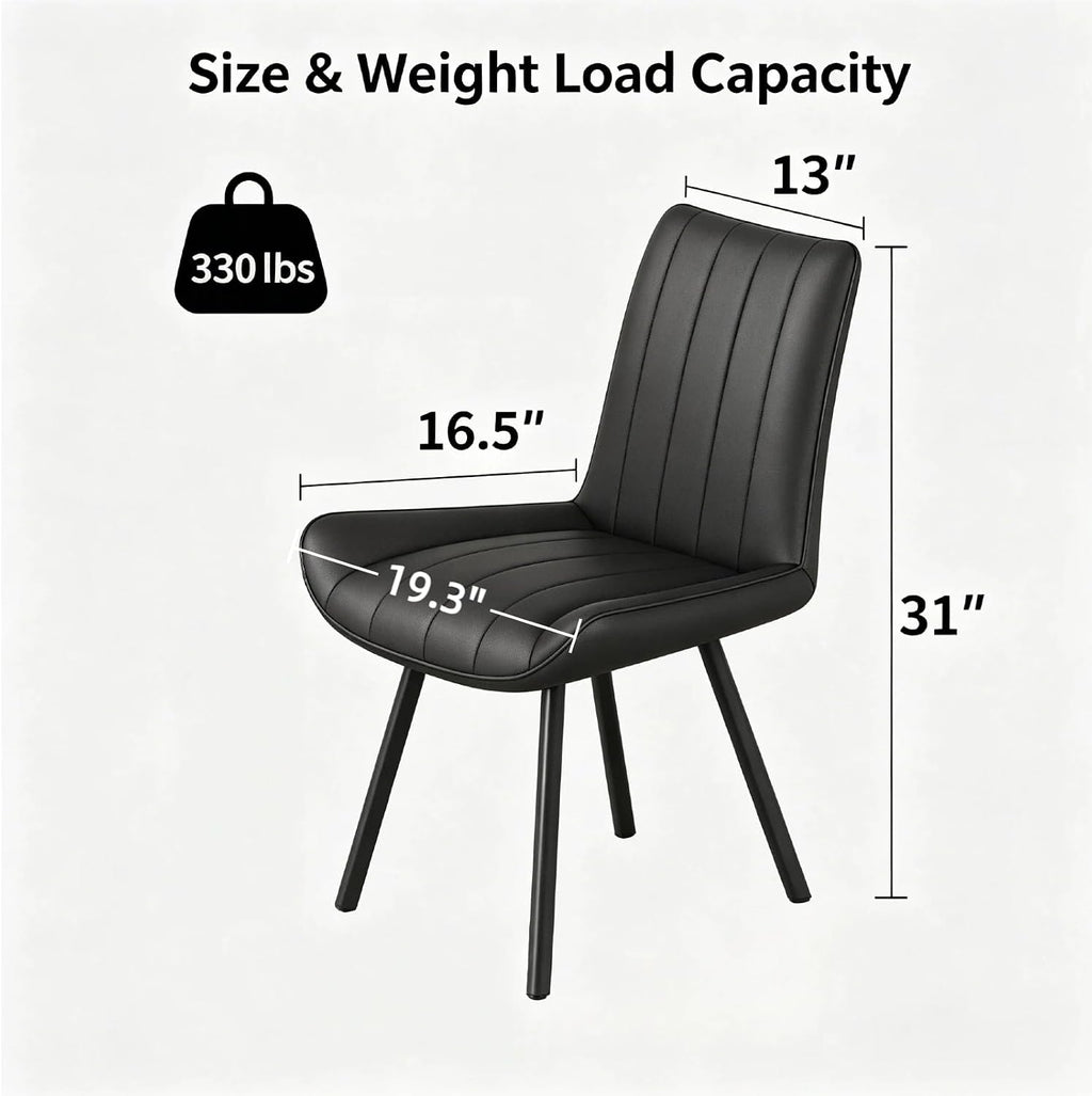 Black Faux Leather Dining Chairs Set of 4,Mid Century Modern Kitchen Chairs