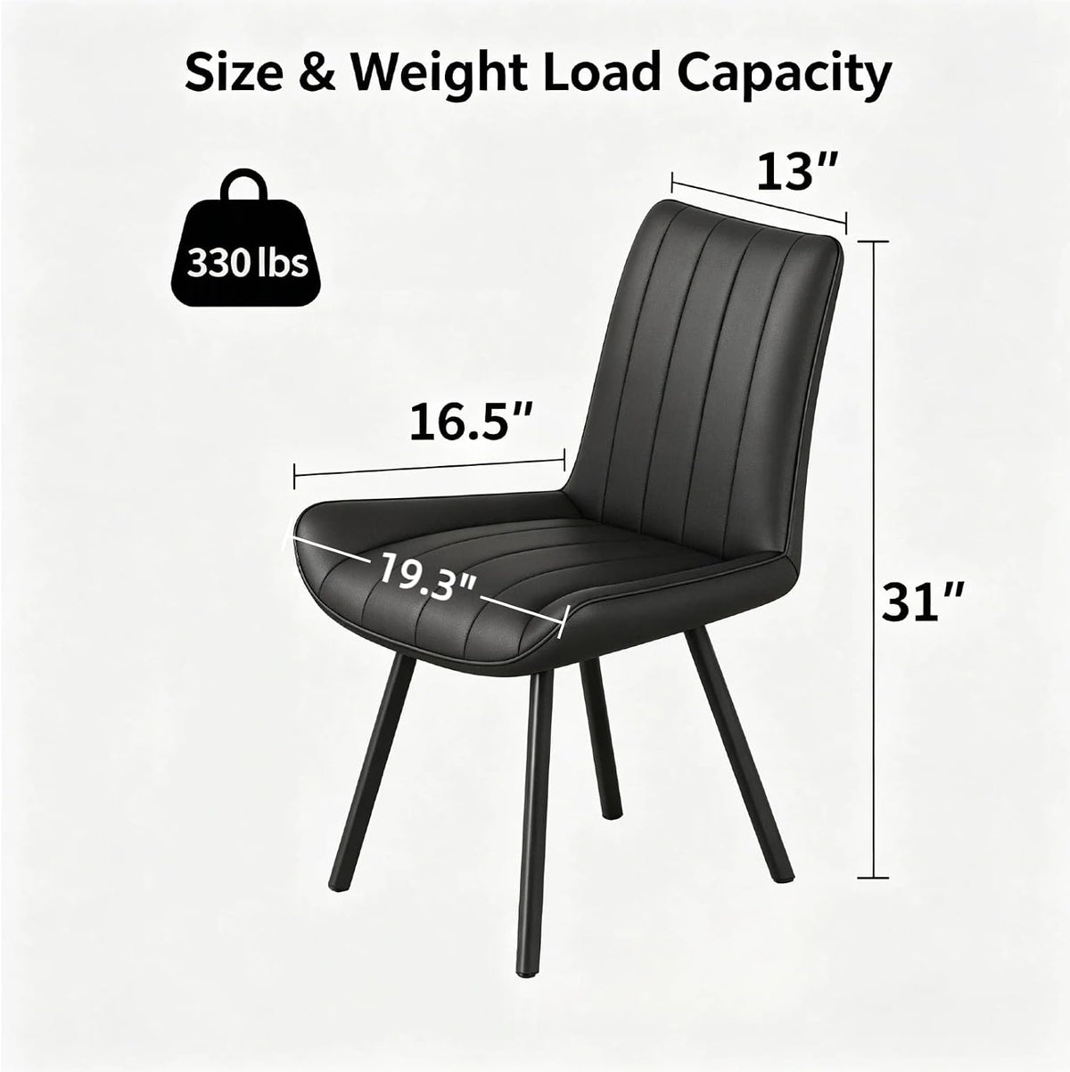 Black Faux Leather Dining Chairs Set of 4,Mid Century Modern Kitchen Chairs