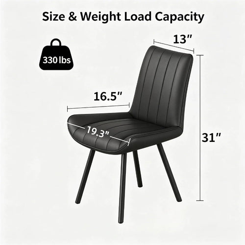 Black Faux Leather Dining Chairs Set of 4,Mid Century Modern Kitchen Chairs