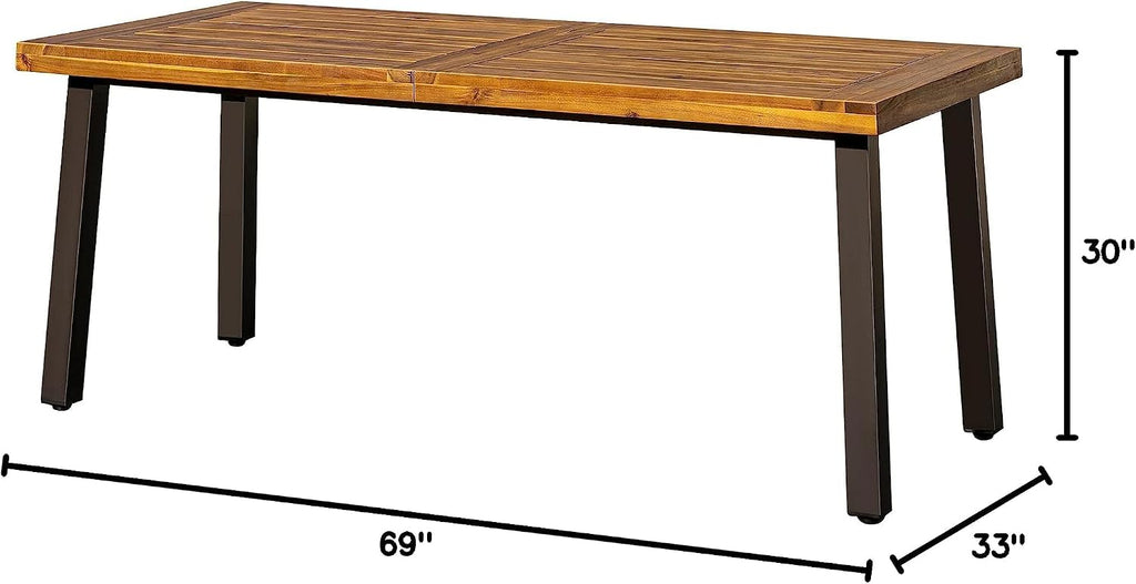 Devoko 6 Person Acacia Wood Dining Table for Kitchen,Natural