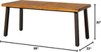 Devoko 6 Person Acacia Wood Dining Table for Kitchen,Natural