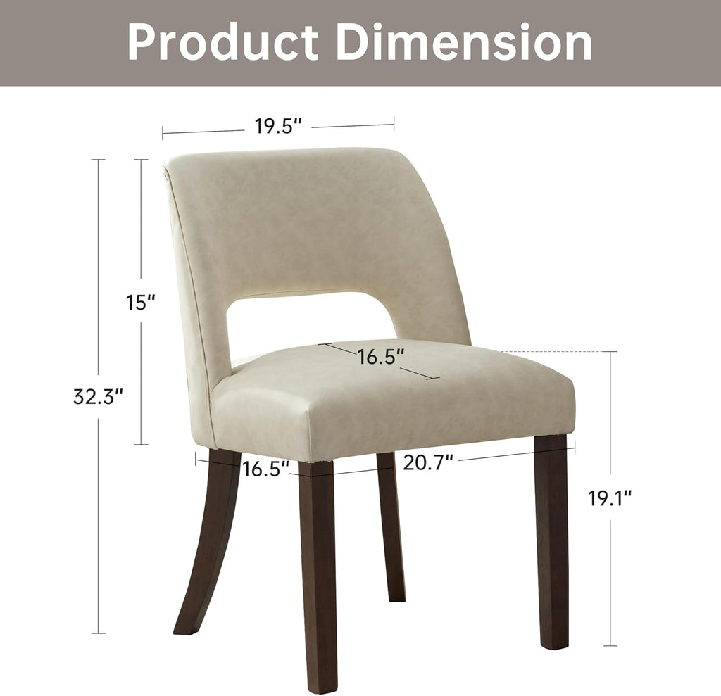 VKNOW Modern Dining Chairs Set of 4 with Rubberwood Legs, Beige