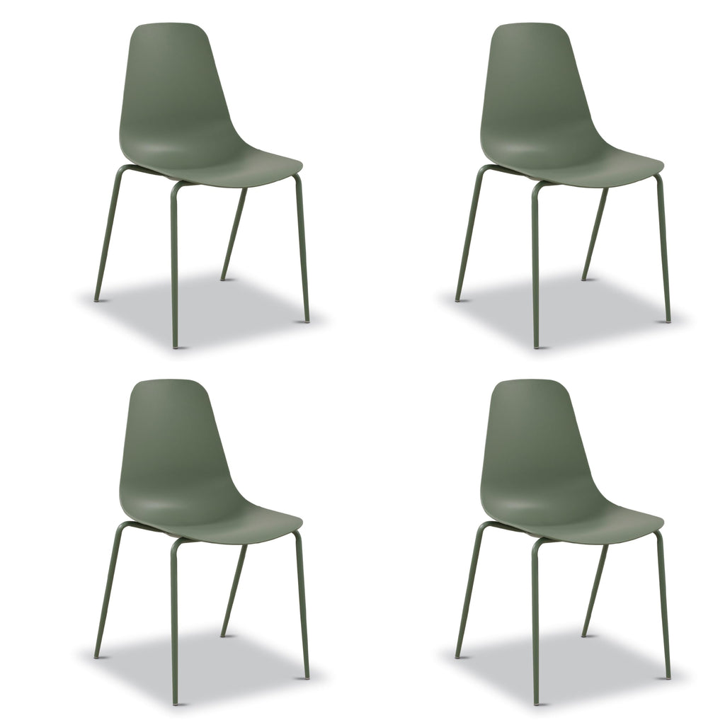 Poly & BARK Isla Modern Kitchen Chairs Set of 4 - Plastic Dining Chair with Metal Legs - Quick Assembly Simple Cafe Chairs Plastic for Indoor or Outdoor - Pistachio Green
