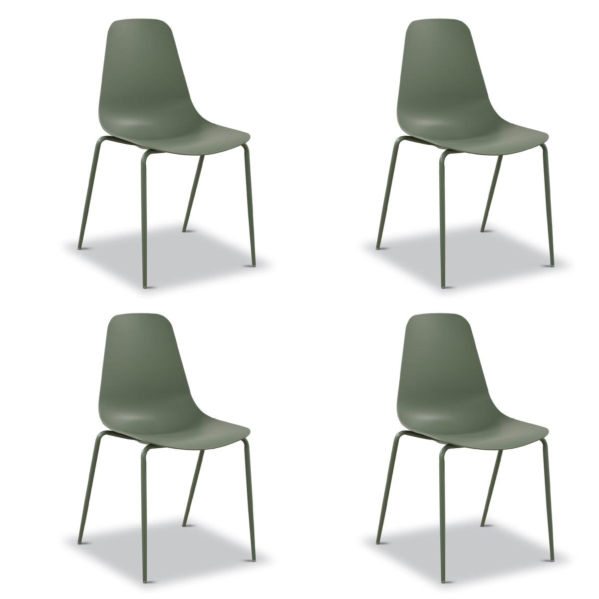 Poly & BARK Isla Modern Kitchen Chairs Set of 4 - Plastic Dining Chair with Metal Legs - Quick Assembly Simple Cafe Chairs Plastic for Indoor or Outdoor - Pistachio Green