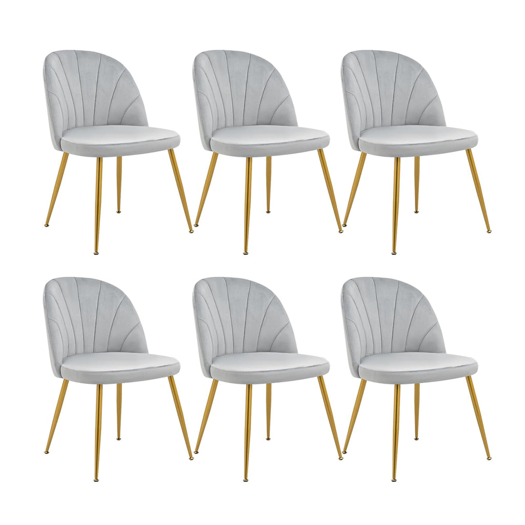 Velvet Dining Chairs Set of 4, Mid-Century Modern Upholstered Kitchen Chair with Metal Gold Legs for Living Room, Dining Room, White