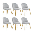 Velvet Dining Chairs Set of 4, Mid-Century Modern Upholstered Kitchen Chair with Metal Gold Legs for Living Room, Dining Room, White
