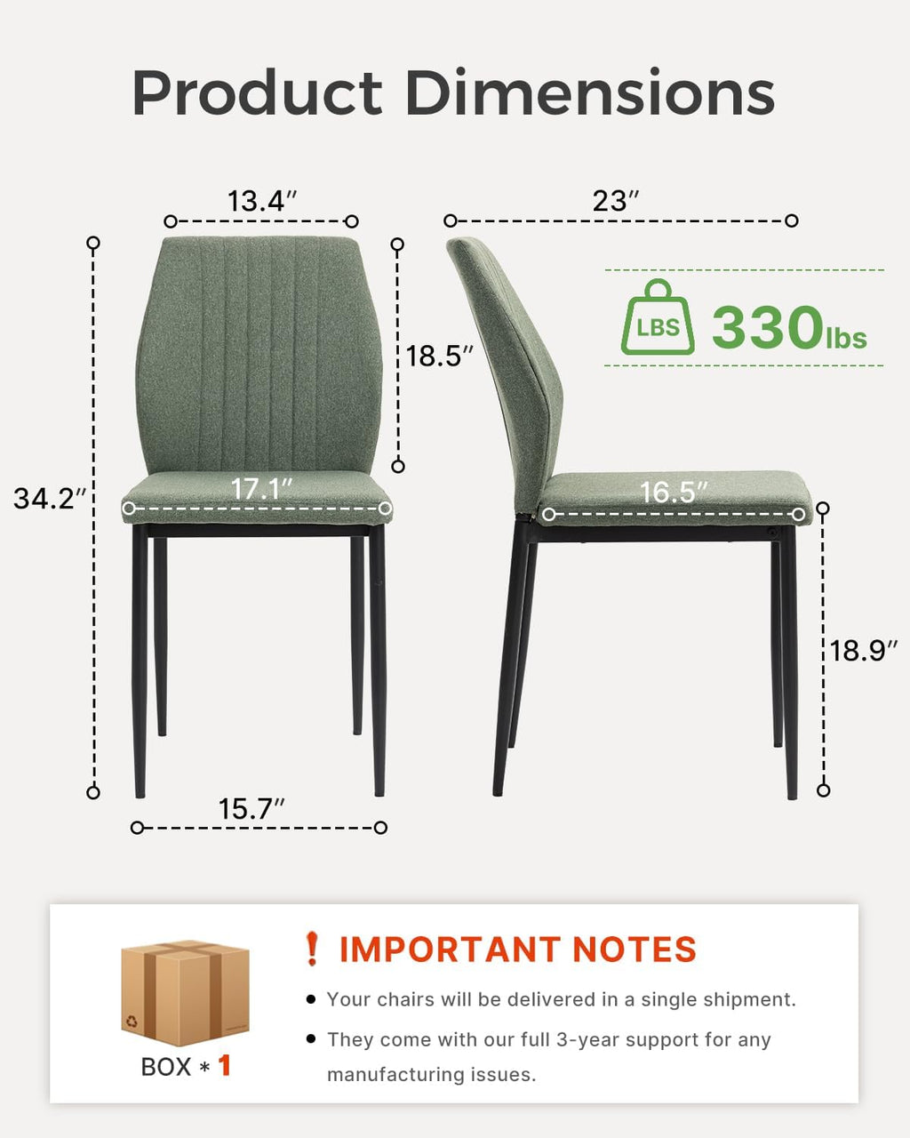 Dining Chairs Set of 4, Upholstered Modern Kitchen Chair, Green
