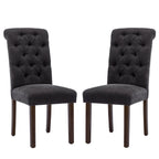 COLAMY Button Tufted Dining Chairs Set of 4, Parsons Upholstered Fabric Dining Room Chairs Kitchen Chairs with Wood Legs and Padded Seat, Taupe