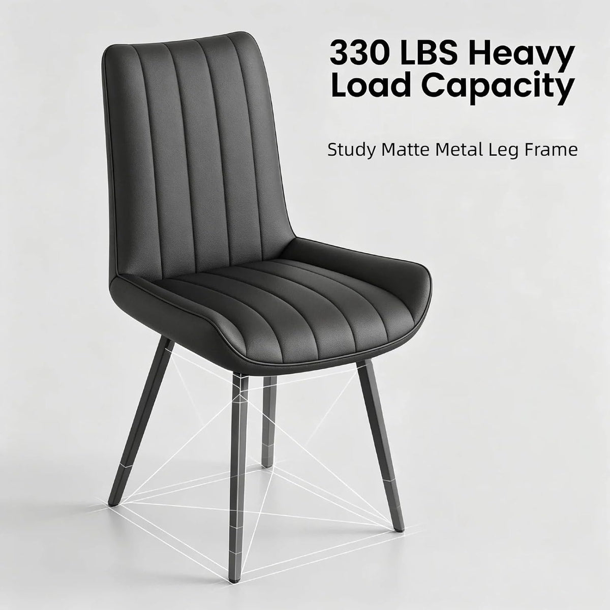 Black Faux Leather Dining Chairs Set of 4,Mid Century Modern Kitchen Chairs