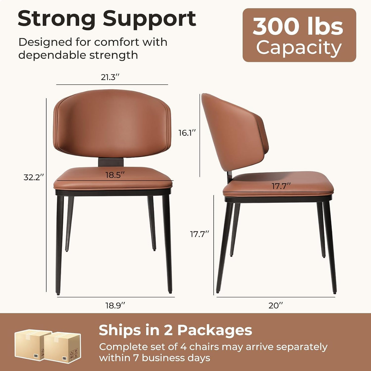 Dining Chairs Set of 4, Faux Leather Kitchen & Dining Chairs