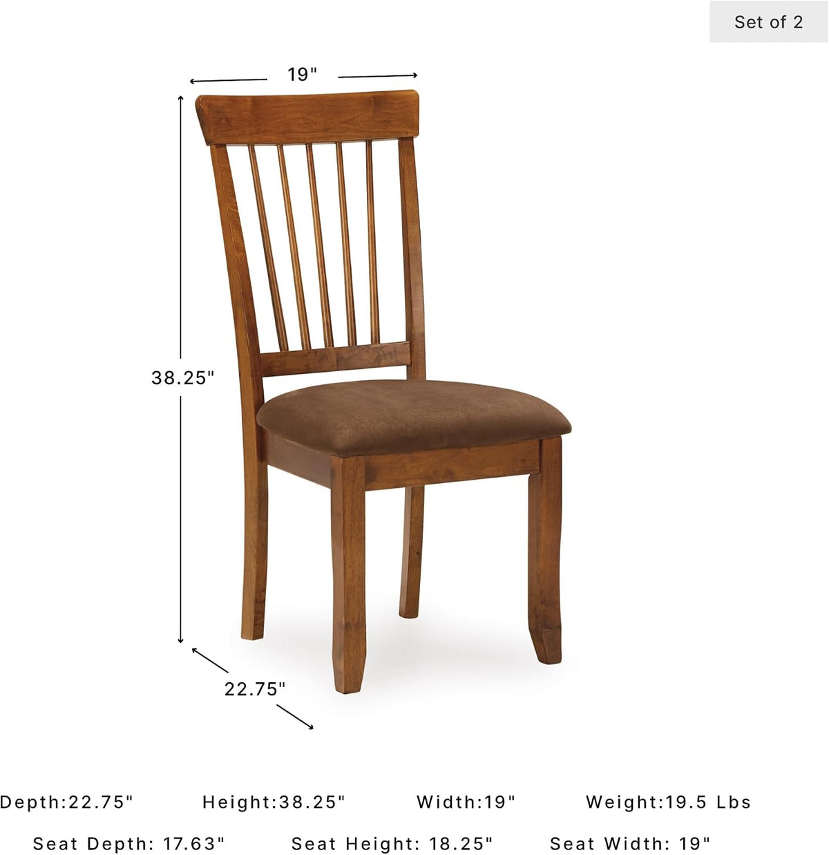 Signature Design by Ashley Berringer Wood Dining Chairs Set of 2, Brown
