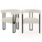 VIRRMO Boucle Dining Chair Set of 4 Corduroy Upholstered Dining Room Chairs Kitchen Chairs with Metal Legs Mid Century Modern Chair for Dining Room, Kitchen (Cream, 4)
