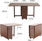 COMUHOME Drop Leaf Folding Dining Table with Storage, Wheels, Space Saving