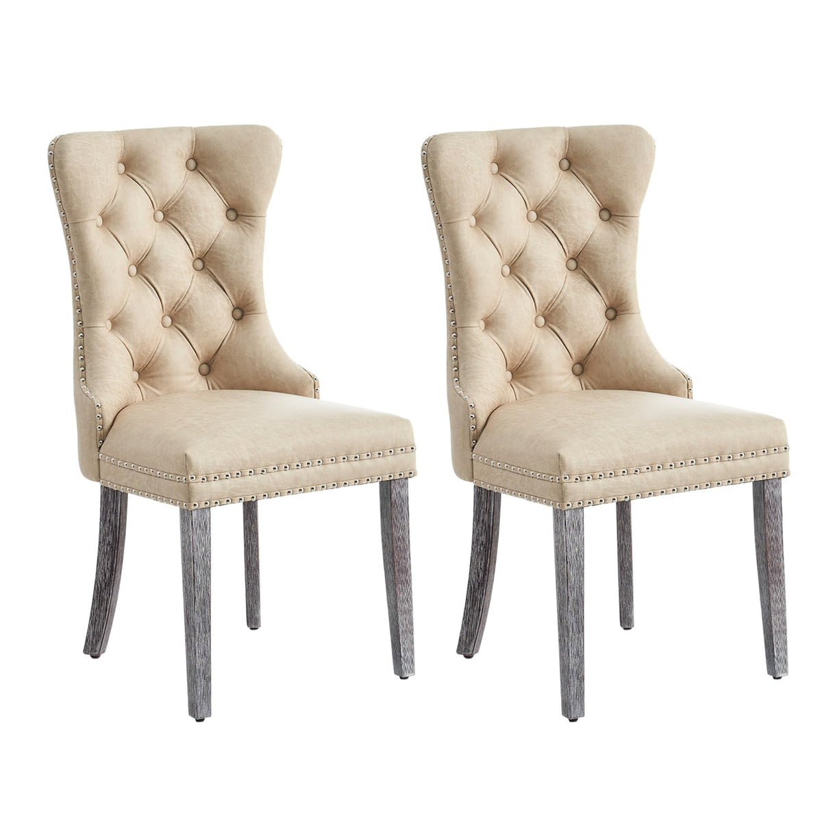 Velvet Dining Chairs, Tufted Kitchen & Dining Room Chairs, Beige, Set of 4