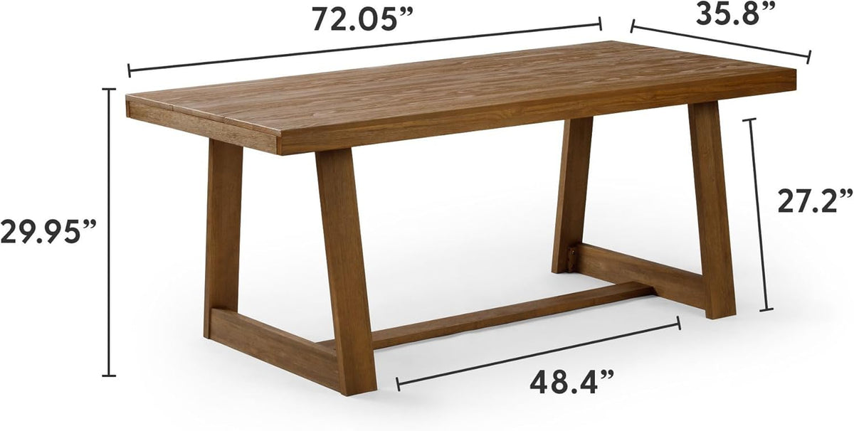 Plank+Beam Classic 72 Inch Dining Table, Rectangular, Pecan Wirebrush