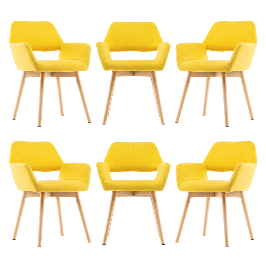 Mid Century Modern Dining Chairs Set of 2 & 4 & 6 Comfy Accent Chair Upholstered Kitchen Dining Living Room Chairs for Bedrooms Waiting Room Home Arm Desk Chair No Wheels (Wool White, 2)
