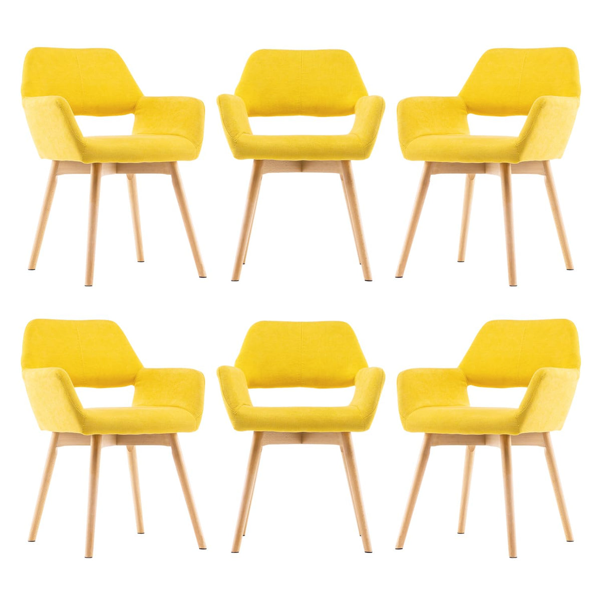 Mid Century Modern Dining Chairs Set of 2 & 4 & 6 Comfy Accent Chair Upholstered Kitchen Dining Living Room Chairs for Bedrooms Waiting Room Home Arm Desk Chair No Wheels (Wool White, 2)