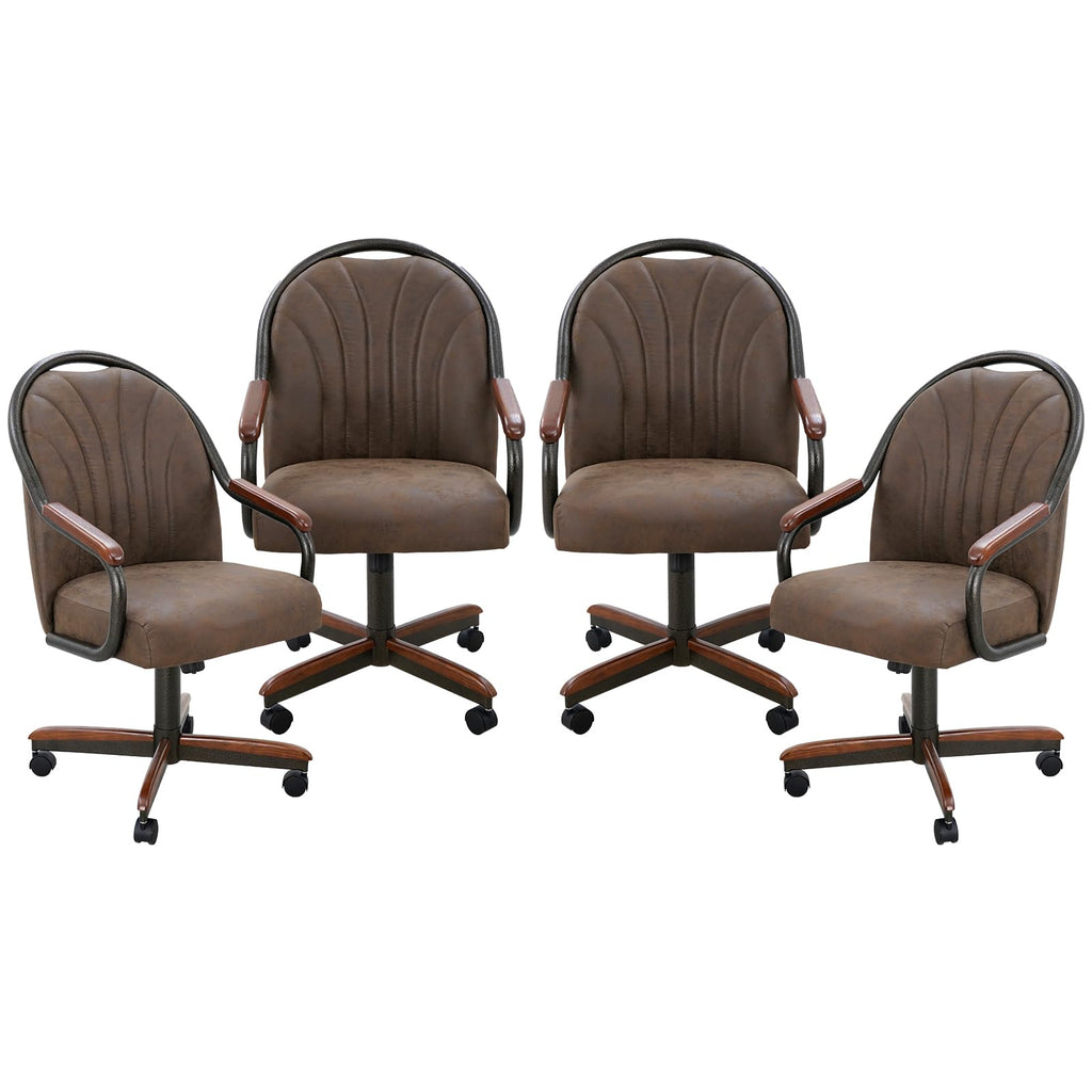 Chromcraft Bailey 4pc Swivel Kitchen Dining Chair - Light Sand-Chestnut