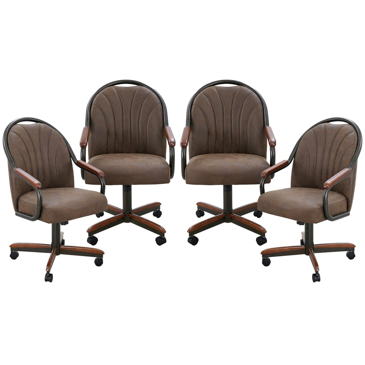 Chromcraft Bailey 4pc Swivel Kitchen Dining Chair - Light Sand-Chestnut