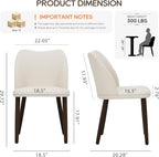 COLAMY Upholstered Dining Chairs Set of 6, Modern Kitchen & Dining Room Chairs with Curved Back, Fabric Padded Seat and Solid Wood Legs, Side Chairs for Restaurant, Cafe & Home, Beige
