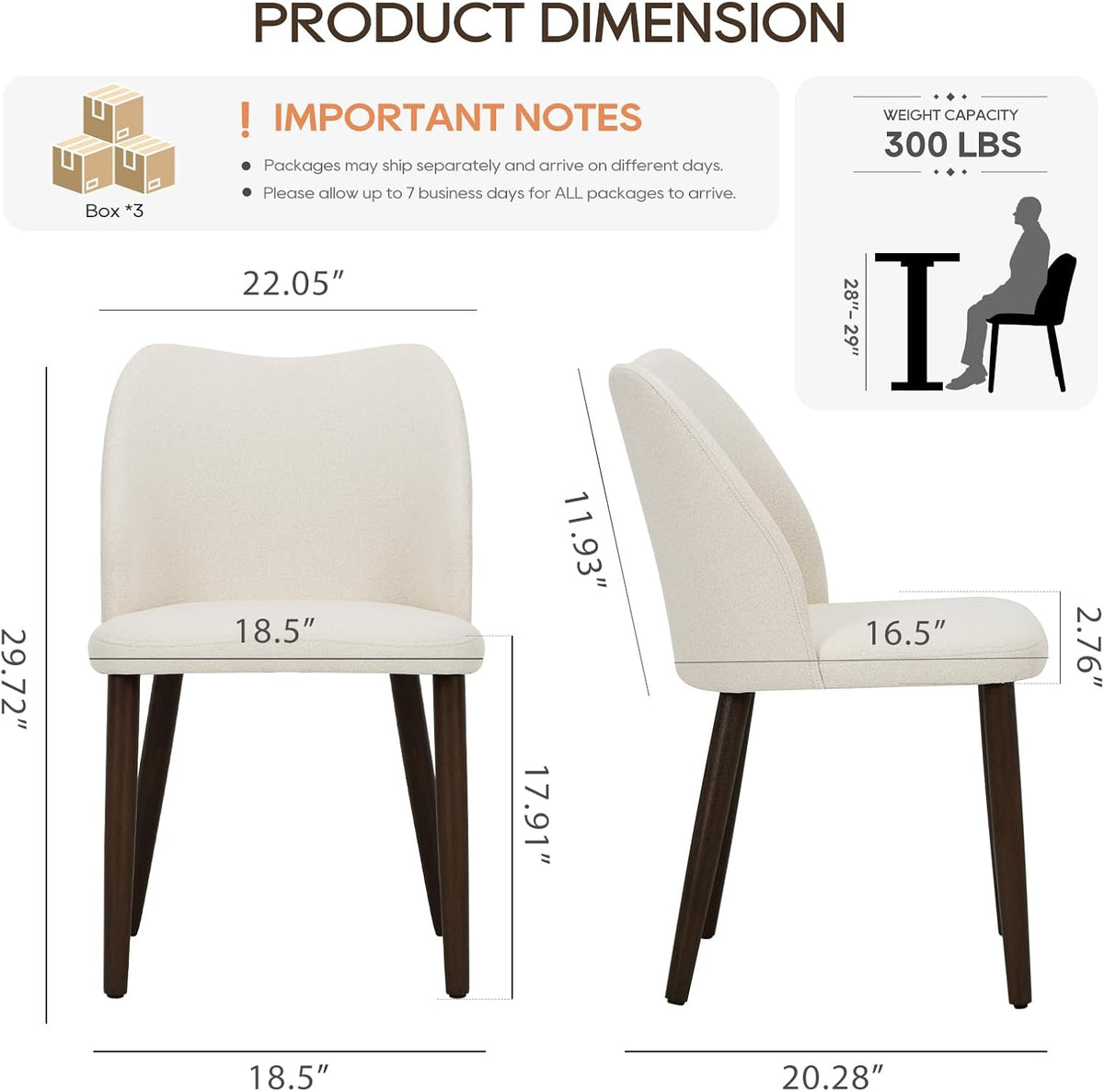 COLAMY Upholstered Dining Chairs Set of 6, Modern Kitchen & Dining Room Chairs with Curved Back, Fabric Padded Seat and Solid Wood Legs, Side Chairs for Restaurant, Cafe & Home, Beige